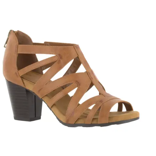 [Easy Street Womens Amaze Heeled Sandals - COGNAC 8 1/2 WIDE] Sandalias De Tacón Amaze Para Mujer De Easy Street - Cognac 8 1/2 Ancho | 885660972924 TRG187804375