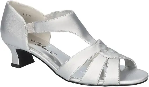 [Easy Street Womens Essie Heeled Sandals - SILVER SATIN 7 MEDIUM] Sandalias De Tacón Essie Para Mujer De Easy Street - Satén Plateado 7 Mediano | 196371451524 TRG187861474