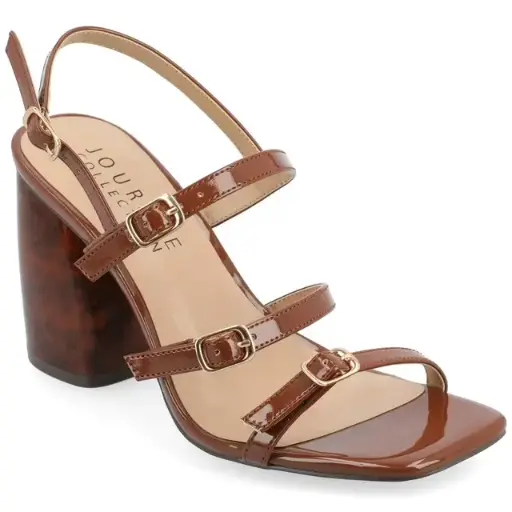 [Journee Collection Womens Norina Heeled Sandals - BROWN 9 1/2 MEDIUM] Sandalias De Tacón Norina Para Mujer De La Colección Journee - Marrón 9 1/2 Mediano | 194379845192 TRG188552782