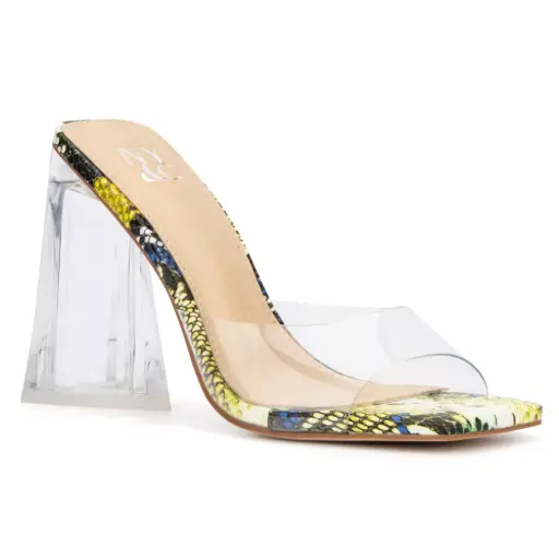 [New York & Company Womens Heather Heeled Sandals - Yellow MULTI COLOR 10 MEDIUM] Sandalias De Tacón Para Mujer New York & Company Heather - Amarillo Multicolor 10 Mediano | TRG185041136