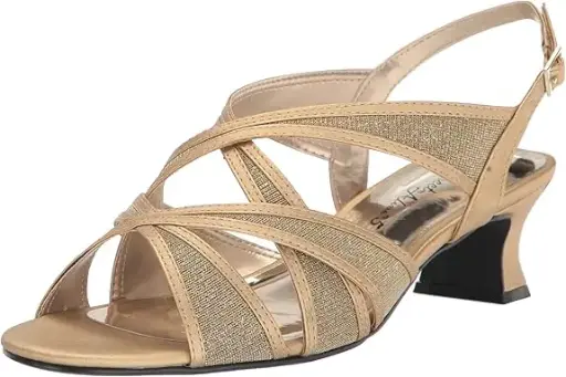 [Easy Street Womens Tristen Heeled Sandals - Gold Satin GOLD 9 1/2 WIDE] Sandalias De Tacón Tristen Para Mujer Easy Street - Satén Dorado Oro 9 1/2 Ancho | TRG192805571
