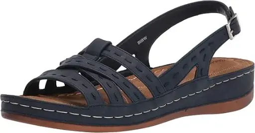 [Easy Street Womens Kehlani Strap Sandals - NAVY 9 WIDE] Sandalias De Tiras Kehlani Para Mujer De Easy Street - Azul Marino 9 Ancho | 193073682669 TRG188552296