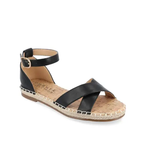 [Journee Collection Womens Lyddia Strap Sandals - BLACK 10 WIDE] Sandalias De Tiras Lyddia Para Mujer De La Colección Journee - Negro, 10 Ancho | 194593714267 TRG187804349