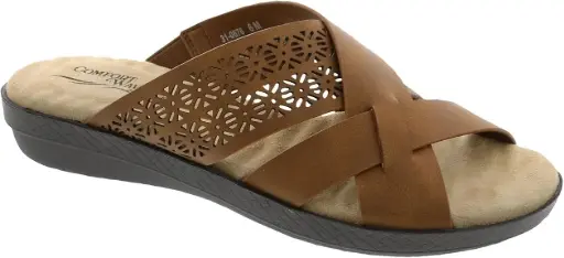 [Easy Street Womens Coho Slide Sandals - TAN 7 NARROW] Sandalias Easy Street Coho Para Mujer - Tan 7 Estrechas | 196371439379 TRG187861004