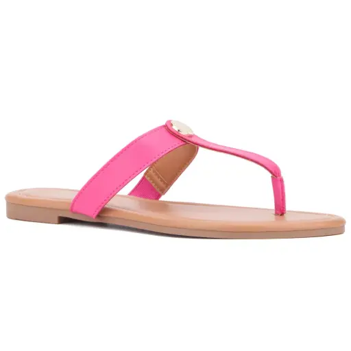 [New York & Company Womens Adonia Flat Sandals - PINK 7 1/2 MEDIUM] Sandalias Planas Adonia Para Mujer De New York & Company - Rosa 7 1/2 Mediano | 193871644371