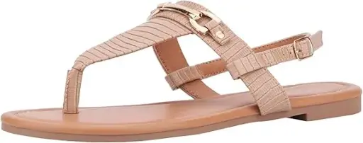 [New York & Company Womens Angelica Flat Sandals - NUDE LIZARD 9 MEDIUM] Sandalias Planas Angelica De New York & Company Para Mujer - Lagarto Nude 9 Mediano | TRG191655148