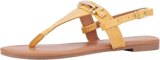 [New York & Company Womens Angelica Flat Sandals - YELLOW LIZARD 10 MEDIUM] Sandalias Planas Angelica Para Mujer De New York & Company - Lagarto Amarillo 10 Mediano | TRG191575664