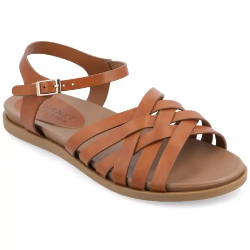[Journee Collection Womens Kimmie Ankle Strap Flat Sandals - TAN 10 MEDIUM] Sandalias Planas Con Correa Al Tobillo Kimmie De Journee Collection Para Mujer - Tan 10 Mediano | 52574613988 TRG188377013