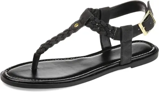 [Journee Collection Womens Genevive Ankle Strap Flat Sandals - BLACK 7 MEDIUM] Sandalias Planas Con Tira Al Tobillo Genevive Para Mujer De Journee Collection - Negro 7 Mediano | 52574609707 TRG188575016