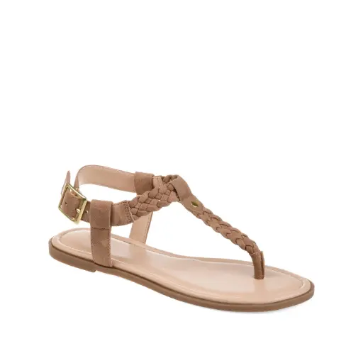 [Journee Collection Womens Genevive Ankle Strap Flat Sandals - BROWN 7 MEDIUM] Sandalias Planas Con Tira Al Tobillo Genevive Para Mujer De La Colección Journee - Marrón 7 Mediano | 52574609813 TRG188575206