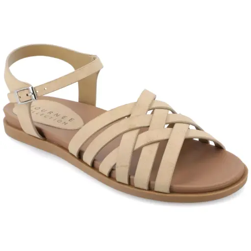[Journee Collection Womens Kimmie Ankle Strap Flat Sandals - TAUPE 8 MEDIUM] Sandalias Planas Con Tira Al Tobillo Kimmie Para Mujer De Journee Collection - Gris Topo 8 Mediano | TRG191579344