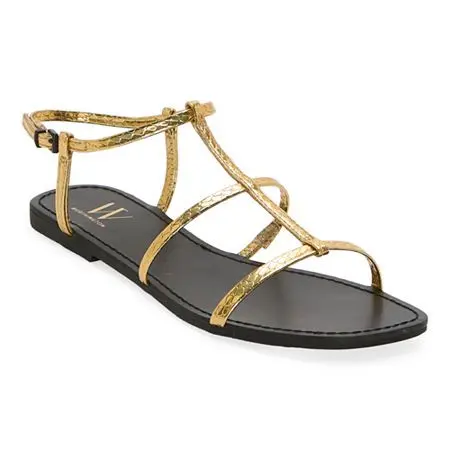[Worthington Womens Nadine Ankle Strap Flat Sandals - GOLD 9 MEDIUM] Sandalias Planas Con Tira Al Tobillo Nadine Para Mujer De Worthington - Dorado 9 Mediano | 198272249248 TRG187798991