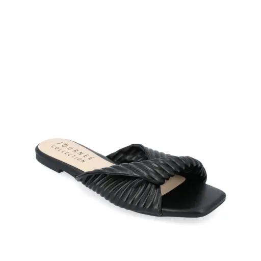 [Journee Collection Womens Emalynn Flat Sandals - BLACK 8 MEDIUM] Sandalias Planas Emalynn Para Mujer De La Colección Journee - Negro 8 Mediano | 194593941045 TRG187797973