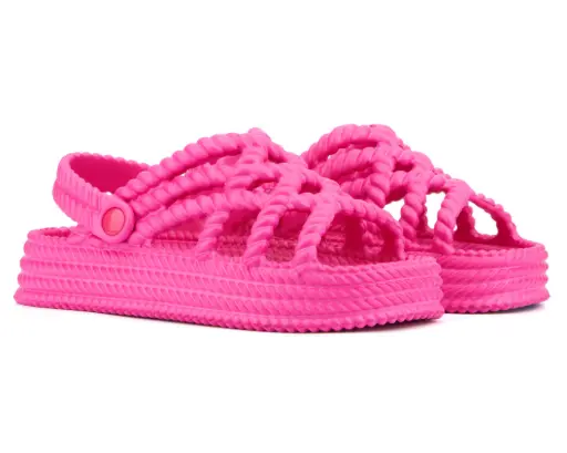 [Olivia Miller Womens Jazzy Flat Sandals - HOT PINK 8 MEDIUM] Sandalias Planas Jazzy De Olivia Miller Para Mujer - Rosa Fusion 8 Mediano | 193871698909 TRG188552762