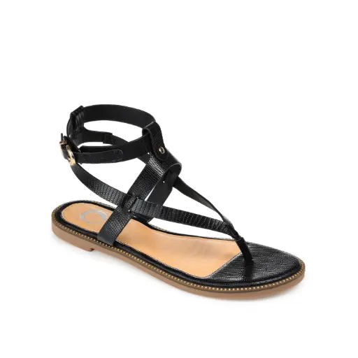 [Journee Collection Womens Tangie Flat Sandals - BLACK 8 1/2 MEDIUM] Sandalias Planas Tangie Para Mujer De La Colección Journee - Negro 8 1/2 Mediano | 52574865332