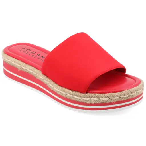 [Journee Collection Womens Rosey Slide Sandals - RED 9 1/2 WIDE] Sandalias Rosey Slide Para Mujer De La Colección Journee - Rojo 9 1/2 Ancho | TRG192805439