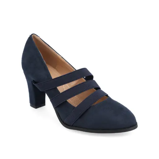 [Journee Collection Womens Loren Stacked Heel Pumps - Navy 10 Wide] Zapatos De Tacón Apilado Loren Para Mujer De La Colección Journee - Azul Marino, 10 De Ancho | TRG192803853