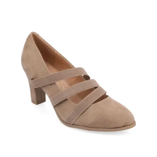 [Journee Collection Womens Loren Stacked Heel Pumps - Taupe 10 Wide] Zapatos De Tacón Apilado Loren Para Mujer De La Colección Journee - Taupe, 10 De Ancho | 194593714045 TRG187600907