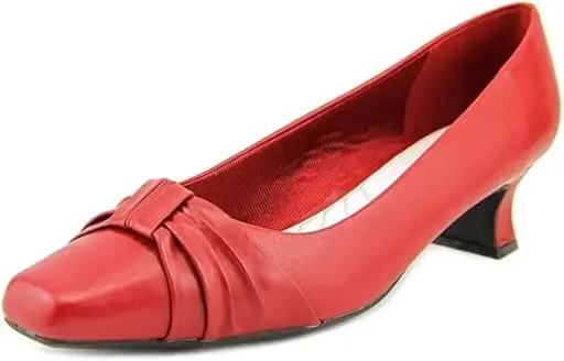 [Easy Street Womens Waive Kitten Heel Pumps - RED 7 MEDIUM] Zapatos De Tacón Bajo Easy Street Para Mujer - Rojo 7 Mediano | 885660623857 TRG188552362