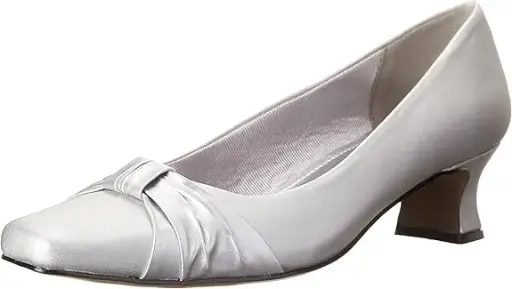 [Easy Street Womens Waive Kitten Heel Pumps - SLVR SATIN 9 1/2 MEDIUM] Zapatos De Tacón Bajo Easy Street Para Mujer - Slvr Satin 9 1/2 Mediano | 885660623048 TRG188377056