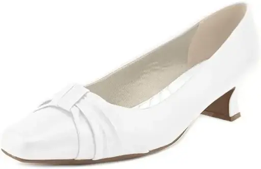 [Easy Street Womens Waive Kitten Heel Pumps - WHITE 8 1/2 WIDE] Zapatos De Tacón Bajo Easy Street Waive Para Mujer - Blancos 8 1/2 Ancho | 885660700985 TRG187797059