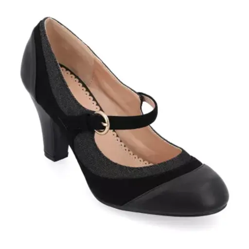 [Journee Collection Womens Siri Cone Heel Pumps - BLACK 8 WIDE] Zapatos De Tacón Cónico Siri Para Mujer De La Colección Journee - Negro, 8 Ancho | 194593638068 TRG187799110