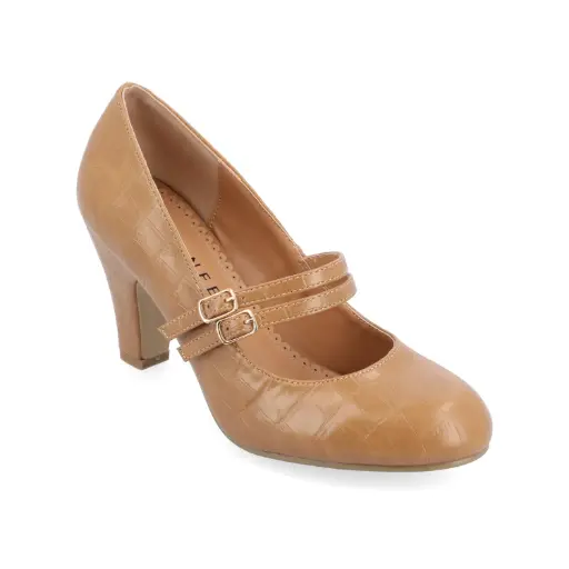 [Journee Collection Womens Windy Cone Heel Pumps - TAN 9 1/2 MEDIUM] Zapatos De Tacón Cónico Windy Para Mujer De La Colección Journee - Tan 9 1/2 Mediano | 194593644724 TRG188552542