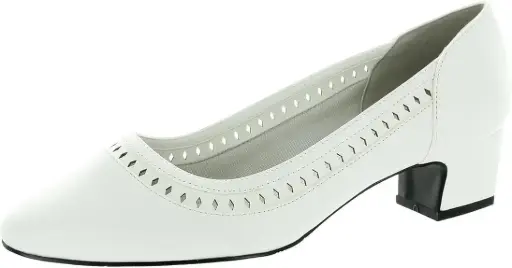 [Easy Street Womens Giana Block Heel Pumps - WHITE 7 1/2 WIDE] Zapatos De Tacón Cuadrado Giana Para Mujer De Easy Street - Blancos, 7 1/2 Ancho | 196371574155 TRG187603007