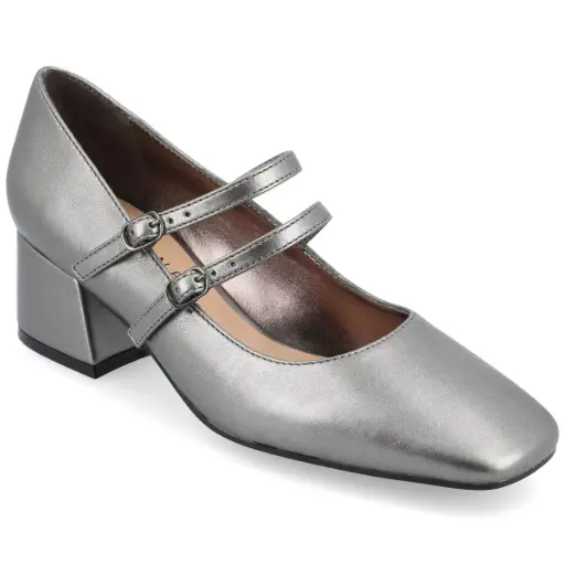 [Journee Collection Womens Nally Block Heel Pumps - PEWTER 9 MEDIUM] Zapatos De Tacón Cuadrado Nally Para Mujer De La Colección Journee - Pewter 9 Medium | 194379844942 TRG187862921