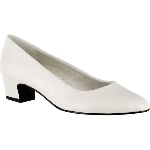 [Easy Street Womens Prim Block Heel Pumps - WHITE 8 1/2 WIDE] Zapatos De Tacón Cuadrado Prim Para Mujer De Easy Street - Blancos 8 1/2 Ancho | 889885346751