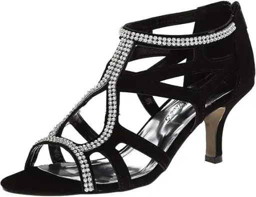 [Easy Street Womens Flattery Stiletto Heel Pumps - BLACK WSTONES 9 1/2 MEDIUM] Zapatos De Tacón De Aguja Easy Street Flattery Para Mujer - Black Wstones 9 1/2 Medium | 885660636901 TRG188377051