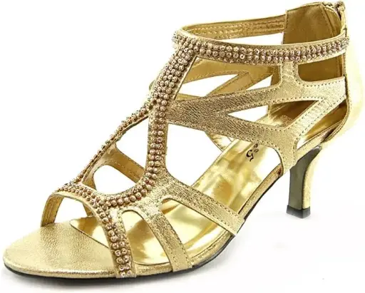 [Easy Street Womens Flattery Stiletto Heel Pumps - GOLD WSTONES 9 1/2 WIDE] Zapatos De Tacón De Aguja Easy Street Flattery Para Mujer - Gold Wstones 9 1/2 Wide | 885660637878 TRG191576469