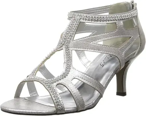 [Easy Street Womens Flattery Stiletto Heel Pumps - SILVER WSTONES 8 1/2 MEDIUM] Zapatos De Tacón De Aguja Easy Street Flattery Para Mujer - Silver Wstones 8 1/2 Mediano | 885660637311 TRG192805526