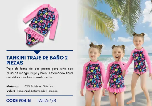 [Traje de Baño Para Niña 7/8Y Kids Swim N-04] Traje de Baño Para Niña 7/8Y Kids Swim N-04
