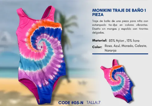 [Traje de Baño Para Niña 7Y Kids Swim N-05] Traje de Baño Para Niña 7Y Kids Swim N-05