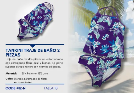 [Traje de Baño Para Niña 10Y Kids Swim N-12] Traje de Baño Para Niña 10Y Kids Swim N-12