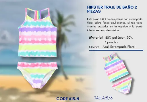 [Traje de Baño Para Niña 5/6Y Kids Swim N-15] Traje de Baño Para Niña 5/6Y Kids Swim N-15