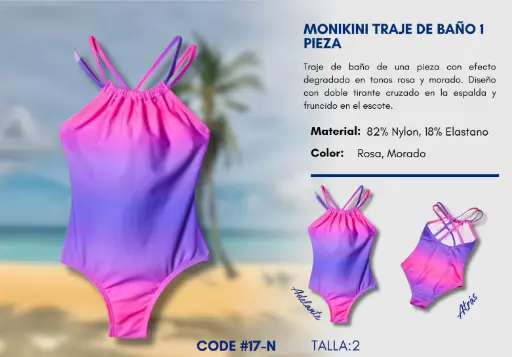 [Traje de Baño Para Niña 2Y Kids Swim N-17] Traje de Baño Para Niña 2Y Kids Swim N-17