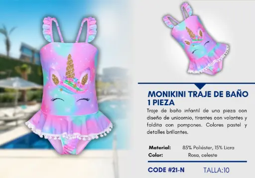 [Traje de Baño Para Niña 10Y Kids Swim N-21] Traje de Baño Para Niña 10Y Kids Swim N-21