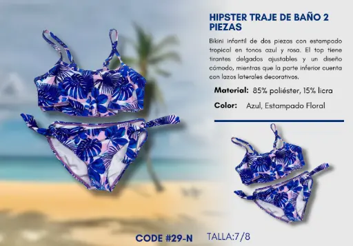 [Traje de Baño Para Niña 7/8Y Kids Swim N-29] Traje de Baño Para Niña 7/8Y Kids Swim N-29