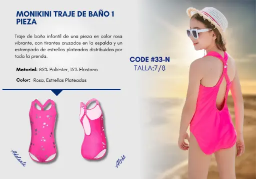[Traje de Baño Para Niña 7/8Y Kids Swim N-33] Traje de Baño Para Niña 7/8Y Kids Swim N-33