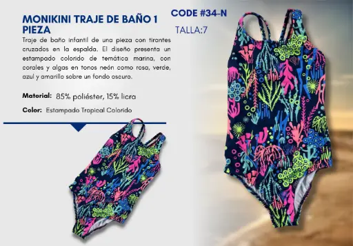 [Traje de Baño Para Niña 7Y Kids Swim N-34] Traje de Baño Para Niña 7Y Kids Swim N-34