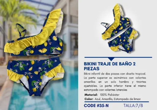[Traje de Baño Para Niña 7/8Y Kids Swim N-35] Traje de Baño Para Niña 7/8Y Kids Swim N-35