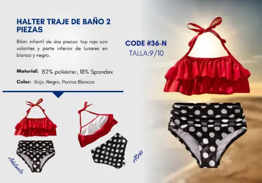 [Traje de Baño Para Niña 9/10Y Kids Swim N-36] Traje de Baño Para Niña 9/10Y Kids Swim N-36