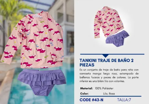 [Traje de Baño Para Niña 7Y Kids Swim N-43] Traje de Baño Para Niña 7Y Kids Swim N-43