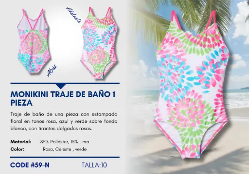 [Traje de Baño Para Niña 10Y Kids Swim N-59] Traje de Baño Para Niña 10Y Kids Swim N-59